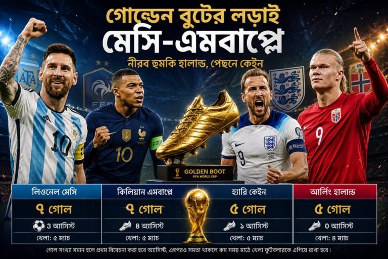গোল্ডেন বুটের মহারণ: মেসি-এমবাপ্পের মাঝে নীরব ঘাতক ভাইকিং হালান্ড